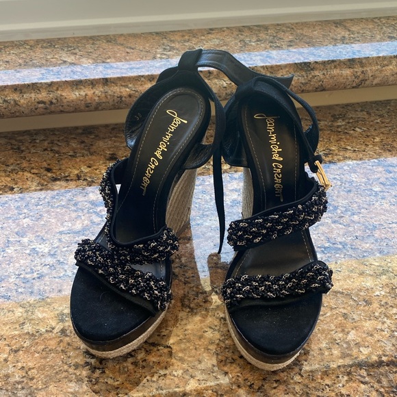 New black strappy Jean-Michel Cazabat espadrilles - Picture 1 of 6